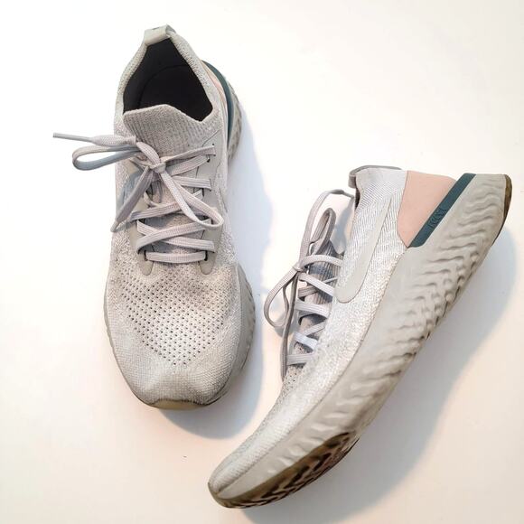 Nike Epic React Flyknit Platinum Beige Sneakers AQ0070-014 Size 8 Womens - Picture 1 of 8